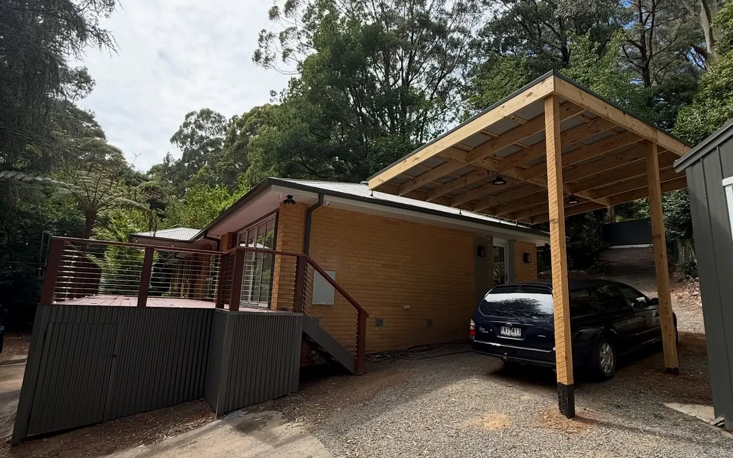 Timber carport built beside a home in Melbourne's south east
